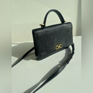 Salvatore Ferragamo Black Crossbody Bag with Gold Accents